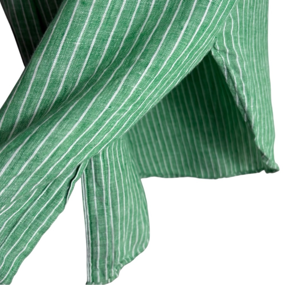TALBOTS 100% Linen Firefly Striped Button Down Shirt in Green/White Size Small - Picture 6 of 10